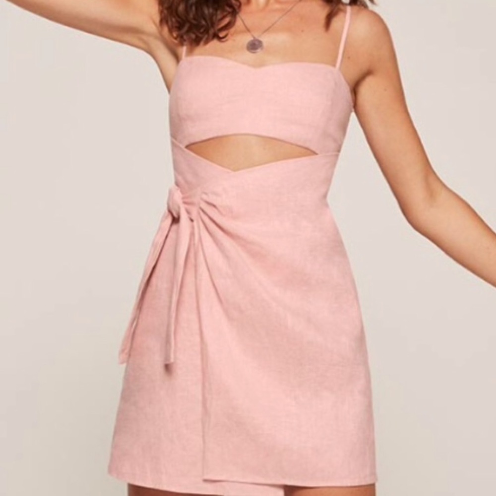 REFORMATION Pink Linen Dress